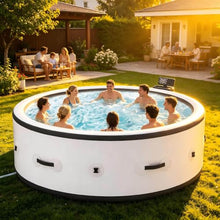 81.1"*27.9" Premium Leak-Proof PVC Inflatable Hot Tub, Rigid Portable Outdoor Spa For 6 People, 150 Massage Air Jets, Smart Heat Pump, PTC Circulation, Low-Water Heating, 6 Adjustable Light Modes
