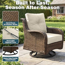 SAILARY Patio Furniture Set, 12PCS Outdoor Wicker Conversation Set with 6" Thick Cushions, High Back Rattan Sofa & Swivel Rocker Chairs, Weather Resistant Olefin Fabric for Garden, Poolside, Beige