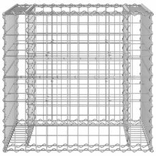 Fisinber 75.6"x75.6" Pine & Galvanized Gabion Outdoor Garden Bench Seats 2-3, Rustic Rectangle Seat for Patio, Lawn, Porch, Park, Untreated Brown Wood Finish for Backyard Conversations