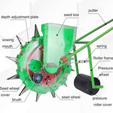 Precision Manual Seeder, Garden Seeder with Wheels, Hand-Push Roller Seeder, Walk-Behind Broadcast Spreader for Corn Cotton Soybean Peanut 12Mouths