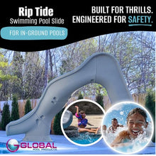 Global Pool Products RIP Tide Inground Swimming Pool Water Slide Deck Mounted Left Curve Turn Sand GPPSRT-Sand-L