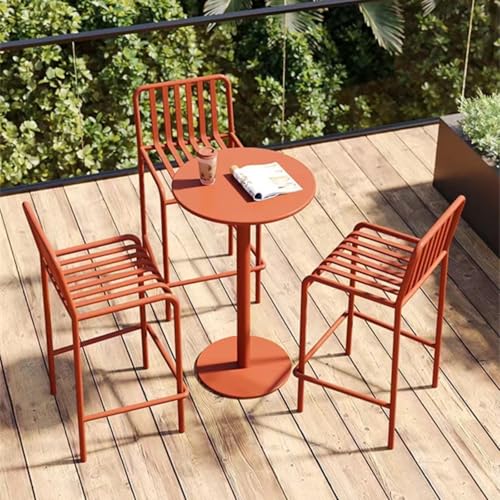 TBJEN Wrought Iron Tables and Chairs, Outdoor Tables and Chairs Creative high-Legged bar Open-air Villa Courtyard Cafe Milk Tea Shop Balcony(14)