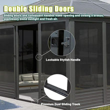11.2x14.6FT Sunroom, Four Season Solarium Aluminum Hardtop Gazebo with Galvanized Steel Roof, Movable PVC Screen Walls, Sliding Doors, Sun Room Pavilion Gazebo for Patio Deck Backyard, Gray