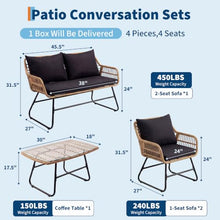 Garvee 4 Piece Patio Bistro Set, Outdoor Wicker Bistro Furniture Sets