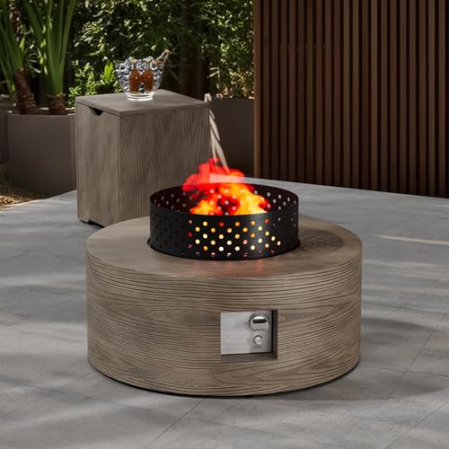 30" Round Outdoor Propane Fire Pit Table Firepit Table for Outside Patio