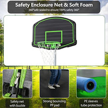Lyromix 14FT Trampoline with Slide, Swings & Basketball Hoop, Green