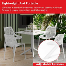 Costaelm Breakfast Table Set for 4, HDPE Patio Square Dining Table and Stackable Chairs, Outdoor Small Patio Furniture Set All Weather for Backyard Porch Poolside, White