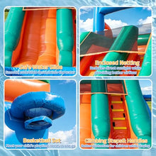 26ft Inflatable Water Slide with Splash Pool & 10M Water Hose & 1100W Blower, 100% PVC Commercial Wet/Dry Inflatable Slide for Kids & Adults, Backyard Outdoor Summer Water Pla(BlUE0.8mm)
