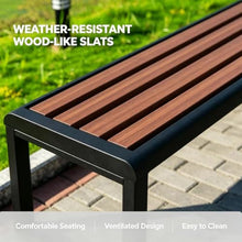 Vttui Backless Outdoor Bench, Sturdy Metal Framed Park Bench