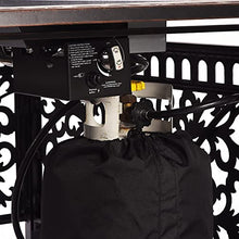 Oakland Living Black Aluminum Patio Fire Table Set with Four Club Chairs, Cushions and Wind Blocker