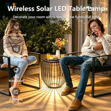 MIUWLXT 18" Outdoor Solar Side Table,Black Metal Material with Remote