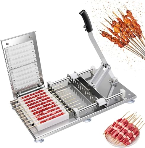 Stainless Steel Kebab Maker - Manual Mutton Press with 10 Holes for Perfect BBQ Skewers - Ideal for Outdoor Picnics, Camping & Grilling Enthusiasts
