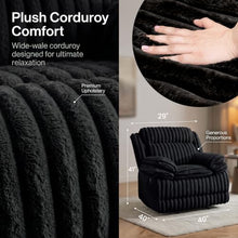 Roundhill Furniture Ardello Manual Recliner with Wide-Wale Corduroy Upholstery, Black