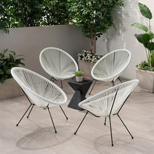 Christopher Knight Home Outdoor Hammock Weave Chair with Steel Frame (Set of 4) - White and Black Finish