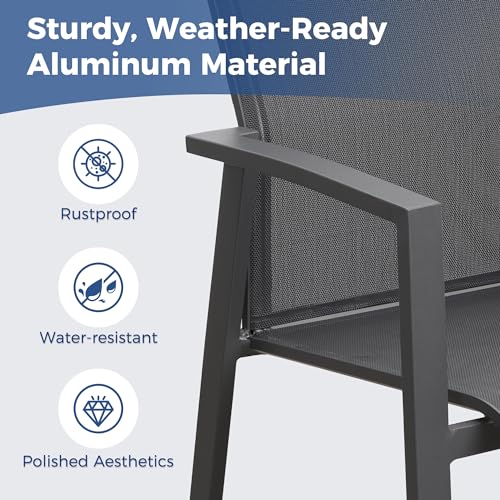 Wisteria Lane Aluminum Patio Chairs Set of 6 Dark Grey