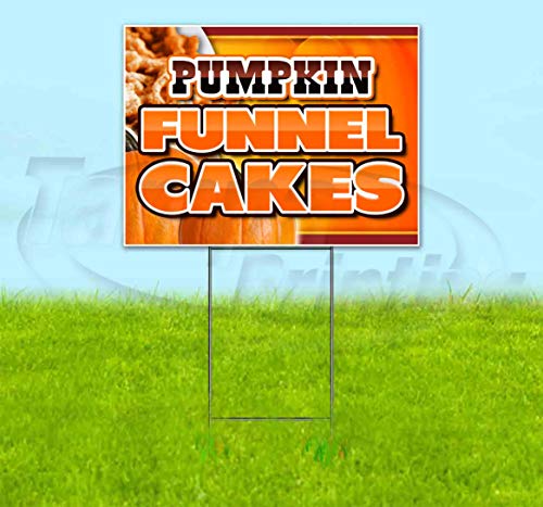 TampaPrinting Pumpkin Funnel Cakes Yard Sign 18" x 24" with Metal Step Stake