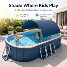 Family Outdoor Pool with Canopy, Large Hard Wall Swimming Pool