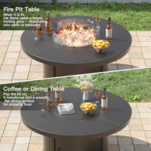 Kurapika Propane Round Fire Pit Table 48in, 40,000 BTU Auto-Ignition Round Gas Fire Pits, CSA Certification, Wider Desktop Round Fire Tables with Windshield, White Stone and Lid, for Outside Patio
