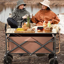 Camping Collapsible Wagon Cart 150L Large Capacity Garden Cart with Rotatable Rubber Wheels, Portable Trolley with Adjustable Handle & Net Pocket for Outdoor Activities,A