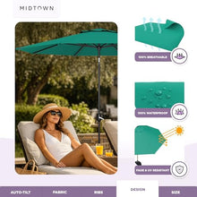 Midtown Umbrellas Lean - 8 Ft Patio Umbrella, Canvas Teal Canopy