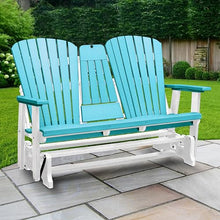 American Furniture Classics Two Person Glider Aruba Blue and White
