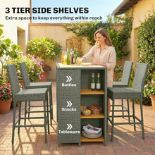 Outsunny 5 Piece Outdoor Bar Set Outdoor High Top Table and Chairs Gray