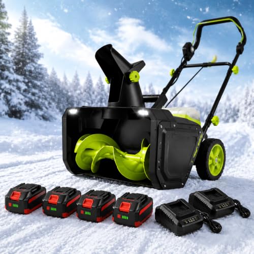 Naturalpowev 40V Cordless Electric Snow Shovel, 4.0Ah Battery and Fast Charger Included 4Batteries
