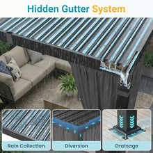 10' x 12' Pergola with Curtain & Adjustable Roof & Aluminum Frame for Patio