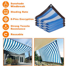 10x10m Heavy Duty UV Blocker Shade Sail Canopy - Waterproof Tear Resistant Perfect for Garden Patio Greenhouse Car Shelter - Blue Stripe Design