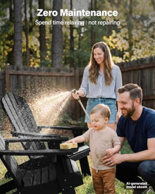 YEFU Oversized Adirondack Chair Set of 4 with Cup-Holder - Black