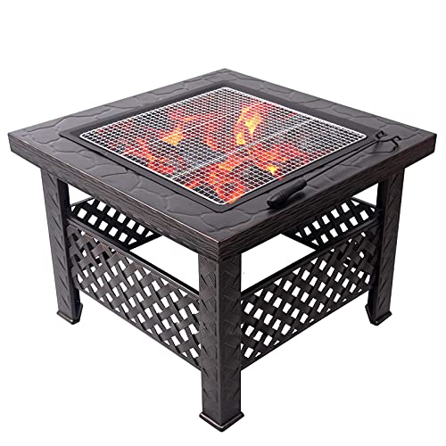 Fire Pits Outdoor Garden Burning Fire Pit Bowl Terrace Metal Barbecue Table, Patio Patio Lawn Backyard Barbecue Party Outdoor Fireplace, 66cm/26