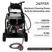 Dapper Supply 4350 PSI Cold Water Gas Pressure Washer, 5.0 GPM, 50 ft Hose, Electric Start, Water-Cooled Triplex Pump, 49-State Compliant