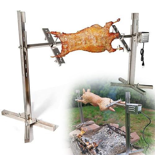 JYXYXSCP Automatic Grill Kit, Large Stainless Steel Electric Barbecue Grill, Outdoor Camping Grill Tool W/Barbecue Fork