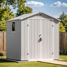Patiowell 6X6 FT Plastic Outdoor Storage Shed with Floor, Light Grey
