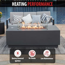 AMS 66" Rectangular Propane Fire Pit for Outdoor Patio (Dark Gray, Bundle)