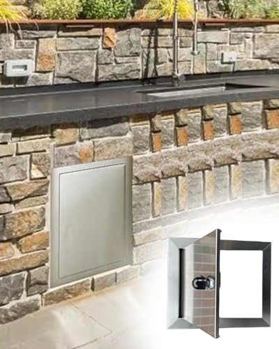 Vertical Single Outdoor Kitchen Door with Lock, Stainless Steel Access Panel for BBQ Island, Wall Ceiling Floor Attic Revision Hatch(16x32in/405x815mm)