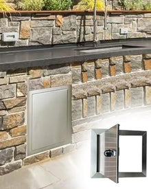Vertical Single Outdoor Kitchen Door with Lock, Stainless Steel Access Panel for BBQ Island, Wall Ceiling Floor Attic Revision Hatch(16x32in/405x815mm)