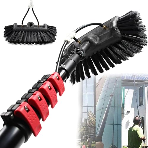 Cleaning Products, Cleaning Brush for Solar Panel Window with Inline Water Filter System, Five-Sided Bristle Design, for Cleaning Solar Photovoltaic Panels,10.8m(36ft) withscraper