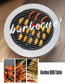Garden Fire Pit Grill Bowl Grill Barbecue Rack Outdoor Fire Pit Garden Wood Burning Fire Pit BBQ Grill Table - 23“, Outdoor Wood Burning Fire Bowl with Spark Screen Cover and Poker