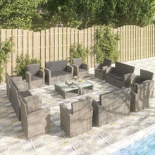 MNCVXAXG 16 Piece Patio Lounge Set with Cushions Poly Rattan Gray