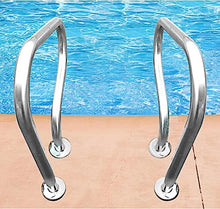 BSNANCA Pool Handrails Swimming Pool Hand Rail, 304 Stainless Steel Stair Rail, Handle Pool Grab Ladder,with Blue Grip Cover & Self-Taping Screws