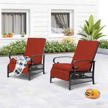 Incbruce Outdoor Lounge Chair Set of 2 Patio Furniture Adjustable Recliner with Retractable Steel Frame and Removable Thick Cushions - Red