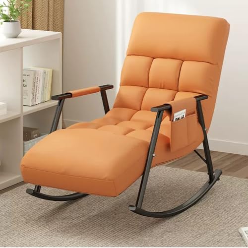 QUANGJN Modern Upholstered Rocking Chair with Side Pockets for Patio Or Nursery Comfortable Balcony Lounge Chair with Armrests Outdoor Rocking Chair,