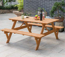 A-Frame Outdoor Patio Deck Garden Picnic Table, Stained