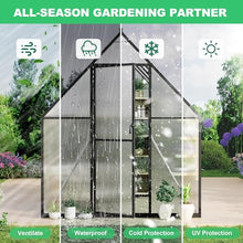 Heavy Duty Aluminum-Framed Polycarbonate Greenhouse Kit - 6x11 FT Walk-in Outdoor Greenhouse with Double Swing Doors, Roof Vent, High Wind Resistance, Quick Setup - Black
