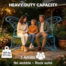 LIKANGLONGJU Butterfly Outdoor Garden Bench Heavy Duty Cast Iron 573 lbs Capacity 47 Inch Wide Seating for Patio Porch Backyard Street and Park(Blue)
