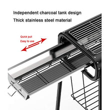 Barbecue Desk Portable Travel Folding Tall Barbecue BBQ Charcoal Grill with Independent Charcoal Tank and Seasoning Basket for Camping Picnic Outdoor，black - 28.7 X 14.6'' X 32.3" Tabletop Barbecue"