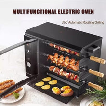 XYWGBMS Electric Rotisserie Grill, 2-Layer Auto Rotating Kebab Skewer Machine with Griddle, Smokeless BBQ for Chicken, Steak, Fish, Doner Kebab, Adjustable Temp & Time,Trident