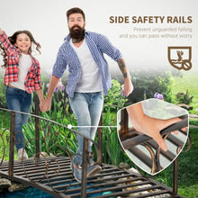 Hassyee Sturdy Garden Bridge with Ornate Vine-Pattern Rails & Secure Handrails for Creek Crossings, Durable Arc Footbridge with Weather-Shield Coating and Non-Slip Surface for Pathway Accents