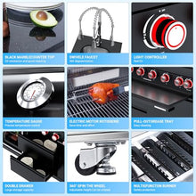 Chery Industrial 82 Inch 6-Burner 85,000 BTU 304 Stainless Steel Propane Gas Grill with Sink, Refrigerator & Rotisserie For Backyard BBQ(Grill 1 + Sink + Refrigerator-B)